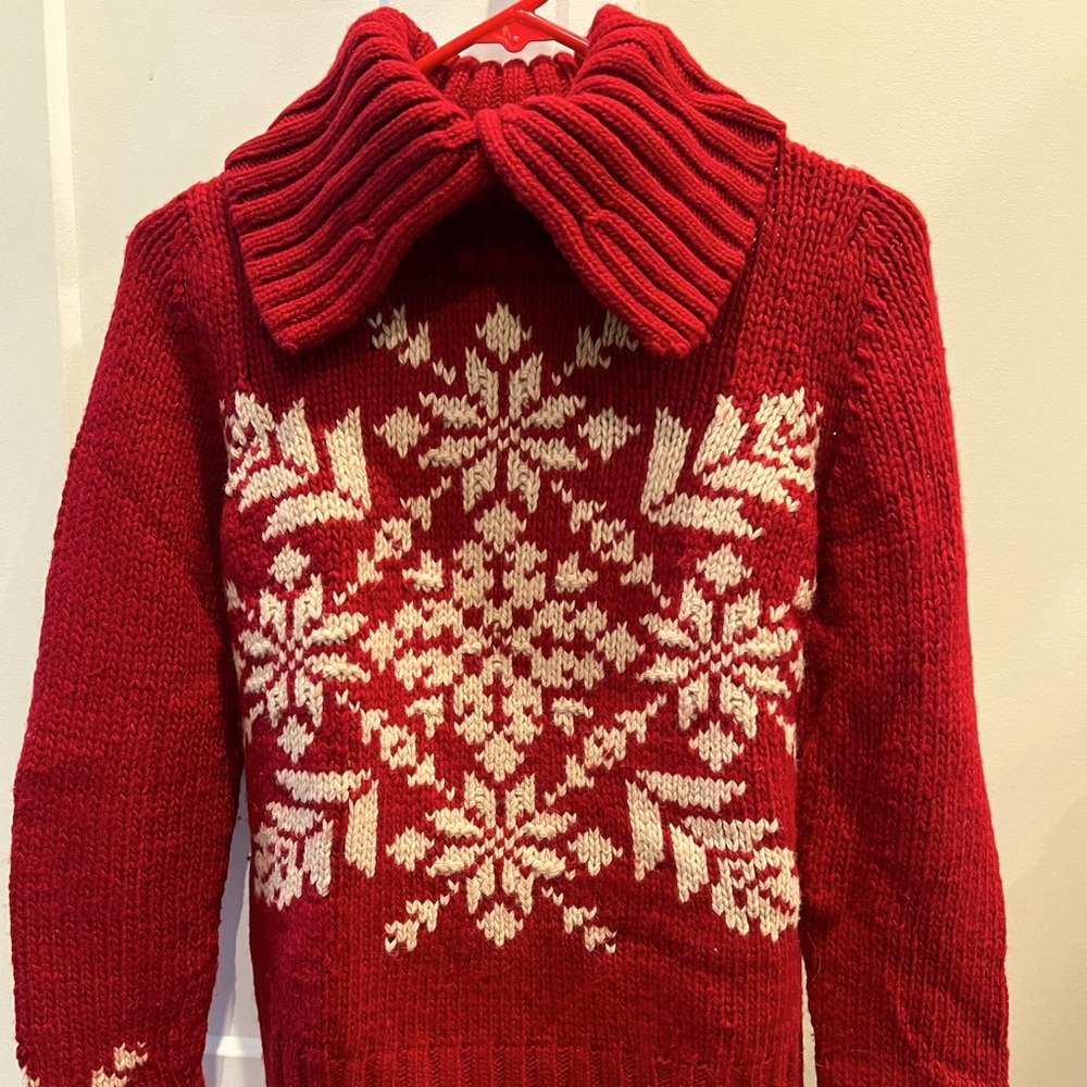 Eddie Bauer 60% Wool Red Sweater